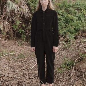 Baserange Organic Cotton Black Corduroy Pete Jumpsuit